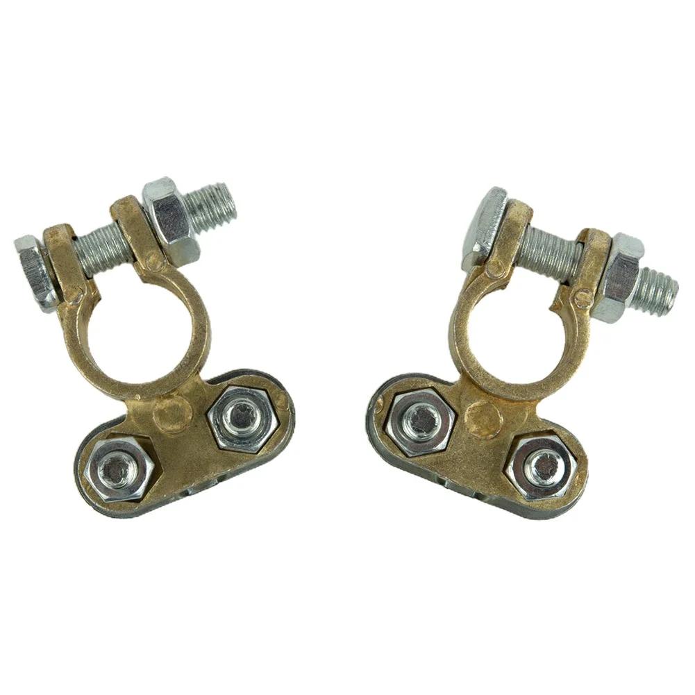 2pcs Car Battery Clip, Battery Pile Head, Battery Terminal Block (1 Pair), Iron-plated Copper Material Brass/Aluminium Battery