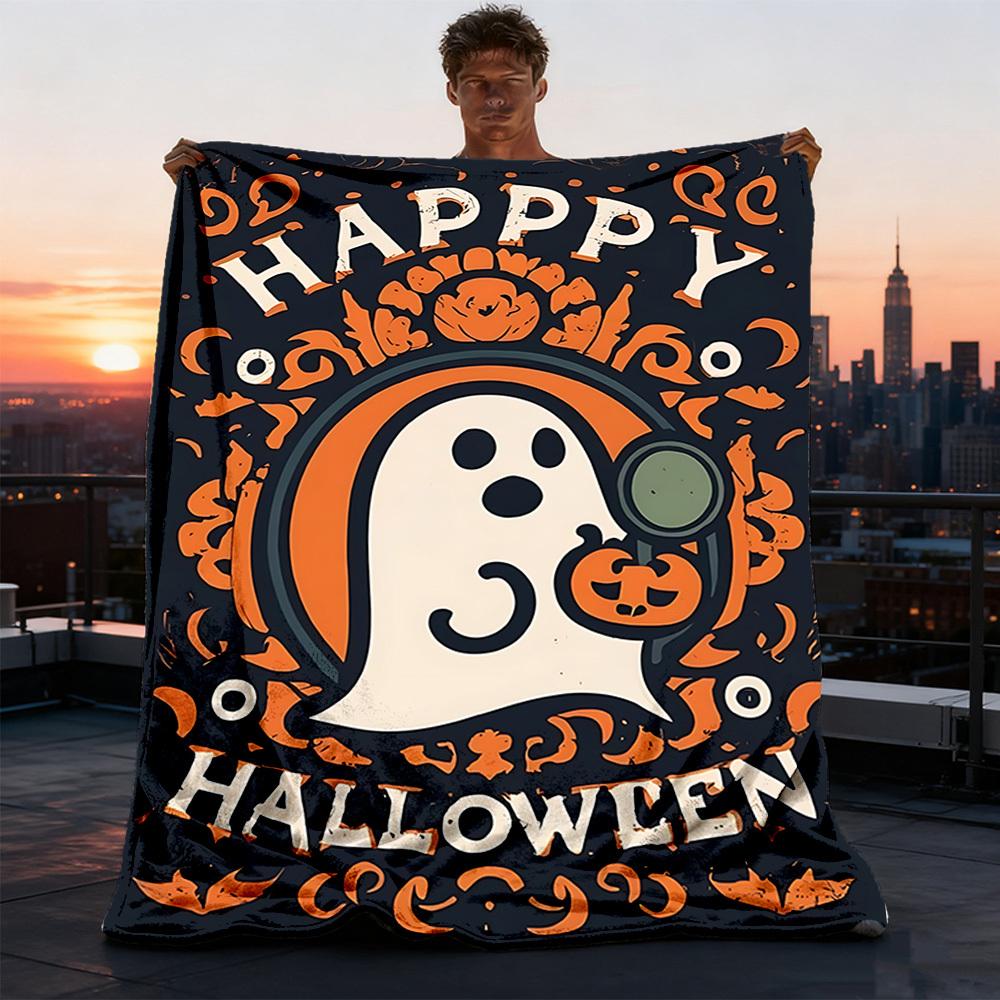 1pc Halloween Ghost Outdoor Blanket, Soft And Comfortable Blanket, Casual Warm Outdoor Blanket, Good Birthday Gift yy251201178