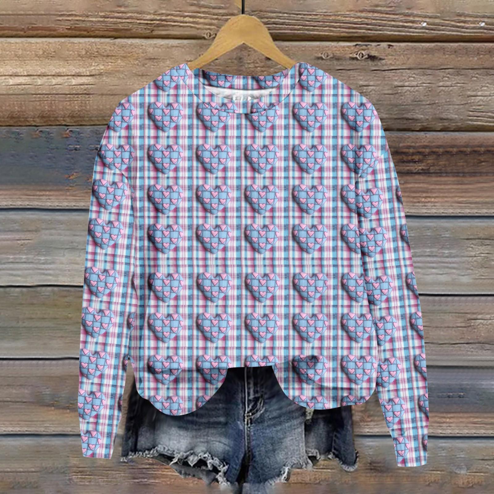 

Женская свободная повседневная толстовка с круглым вырезом и длинными рукавами на День святого Валентина, модный топ с длинными рукавами XL небесно-голубой