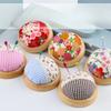 Rural Style Wooden Base Round Cute Cushions Pincushions Pin Cushion Pincushion Holder Needle Holders Pin Holders for DIY Craft