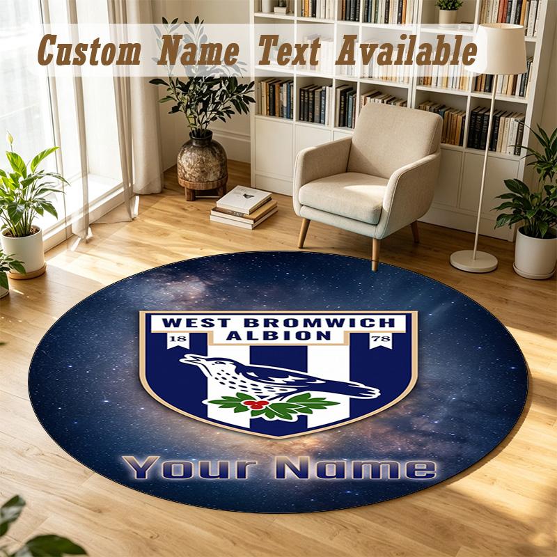 Round Rug Custom NameWest Bromwich Albion FC Pattern Non Slip Carpet Home Floor Decor