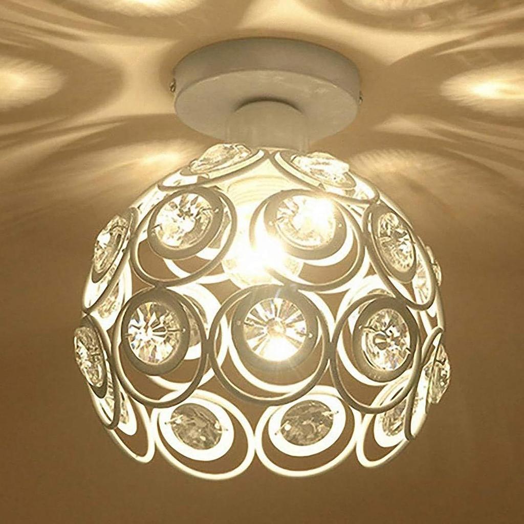 Metall Doppelring Kristall Aufputz Deckenlampe Licht, für Flurleuchte Deckenaufputz (Doppelter Weißer Ring)