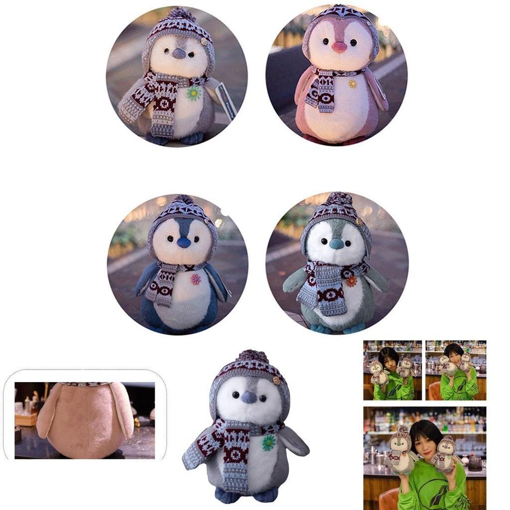 Cute Penguin Plush Toy With Christmas Scarf And Hat Soft Stuffed Animal For Girls And Kids 20cm Grey Penguin