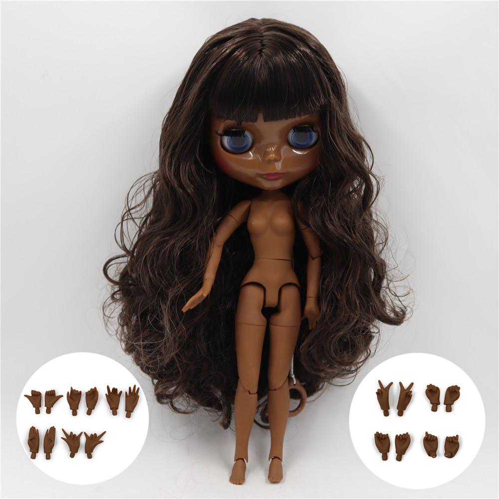 ICY DBS Blyth doll super black darkest skin Glossy face joint body dark Brown hair.No.BL0222/950