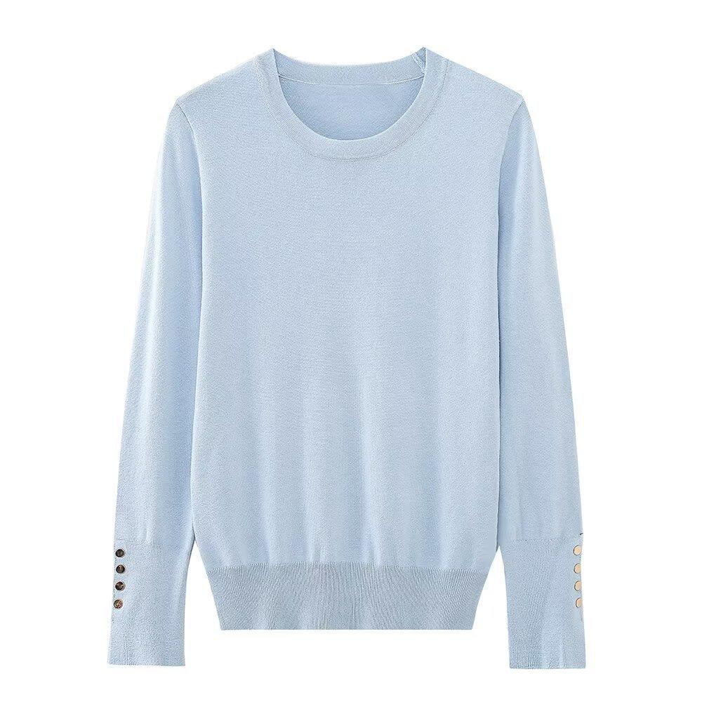 European and American style, new women's clothing, foreign style, fashionable basic plain weave knitted sweater 8851171