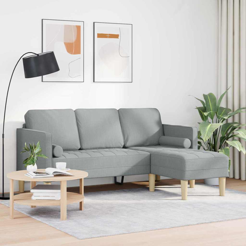 Sofa Set with Cushions Light Grey Polyester