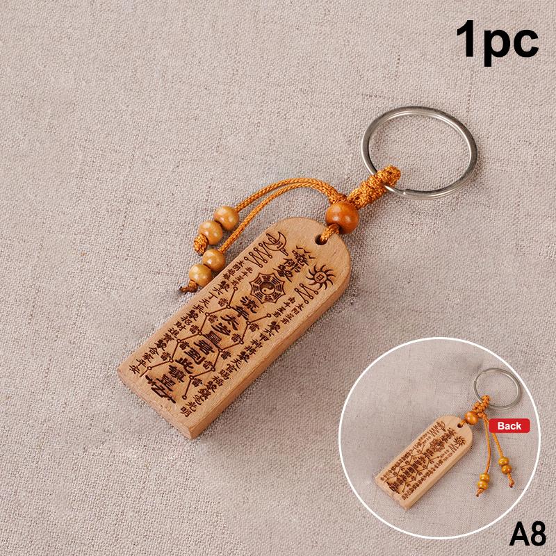2026 Tai Sui Amulet Keychain Wood Carved Pendant Car Bag Charm Waist Hanging Protection Lucky Gift Feng Shui Safety Token