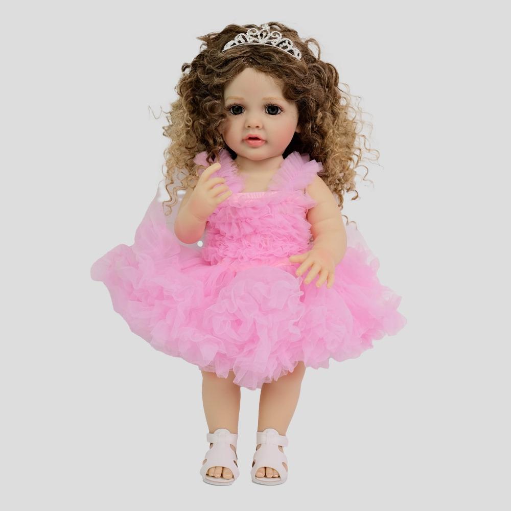 

22-дюймовая полностью силиконовая живая кукла-реборн Бетти, милая принцесса, девочка, кукла-младенец с модными градиентными вьющимися волосами, куклы для новорожденных в подарок ребенку 55cm