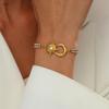 Fashion Stainless Steel Double Layer Zircon Chain 14k Gold Plated Zircon Star Moon Women Waterproof Bracelet