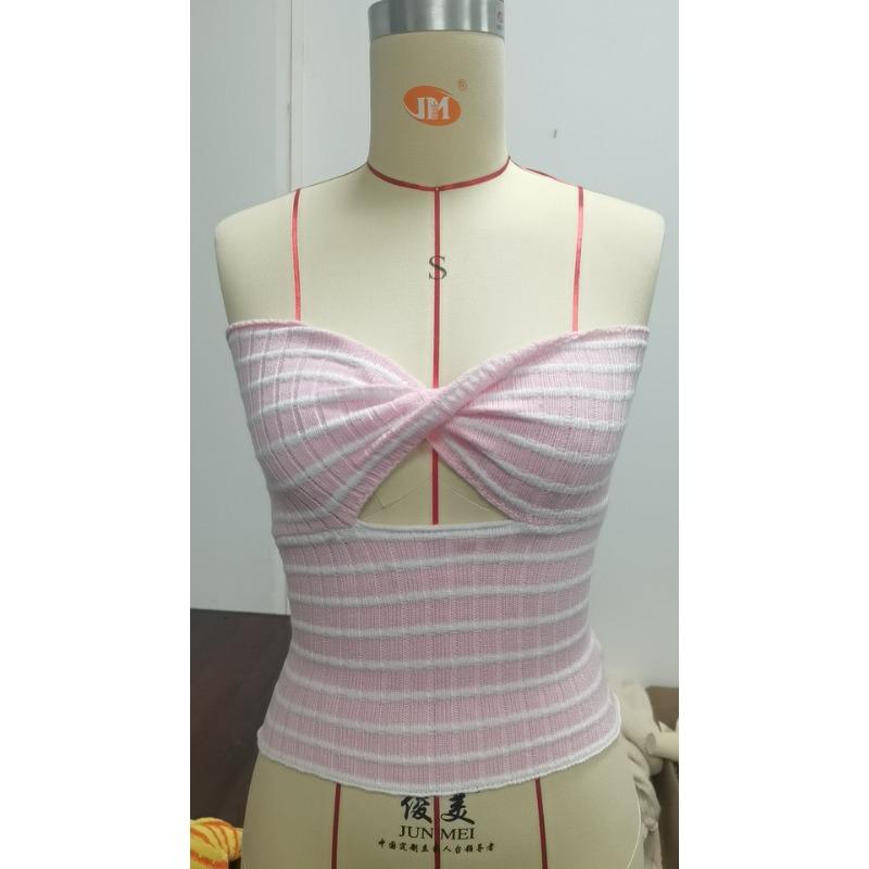 

Весенние и летние женские свитера, трикотажные топы с бретельками и жилеты без бретелек XXXL розовый/белый