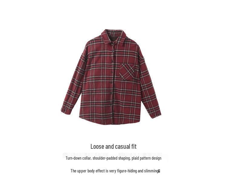 Women's Winter Brushed Plaid Long Sleeve Mid-Length Coat