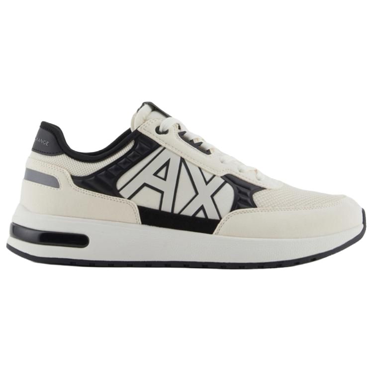 Armani Exchange Round Toe Lace-Up Letter Logo Low-Top Casual Shoes Men sneakers Off-White XUX090XV2763N480