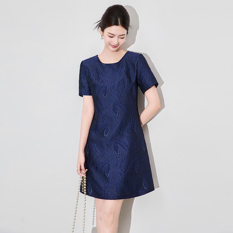 

Shenzhen Nanyou Elegant Gilded Jacquard Short-Sleeve Women s Summer Dress Extra Large синій