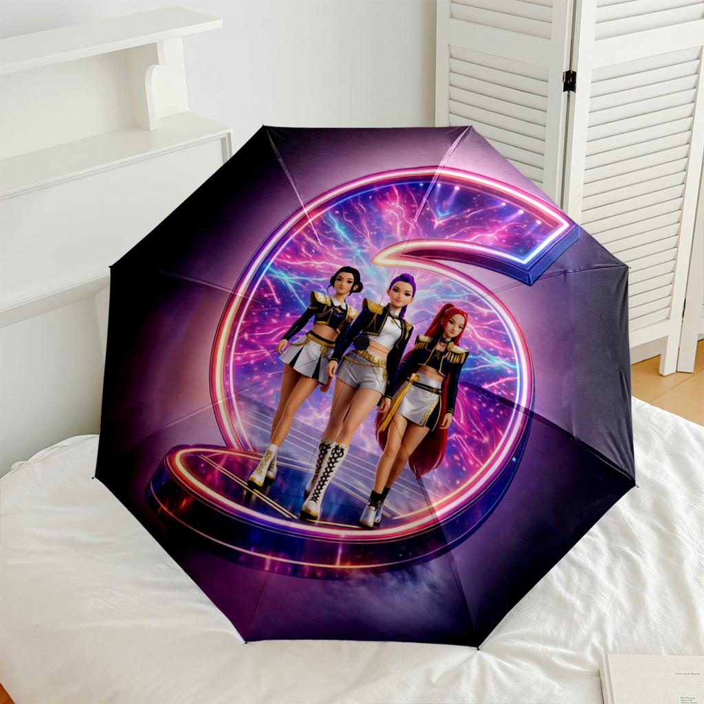 1pc Kpop Compact Travel Automatic Umbrella Sturdy 8 Rib Shaft Sturdy Construction All Season Umbrella Travel Elegant Women's Umbrella Spiritual Gift