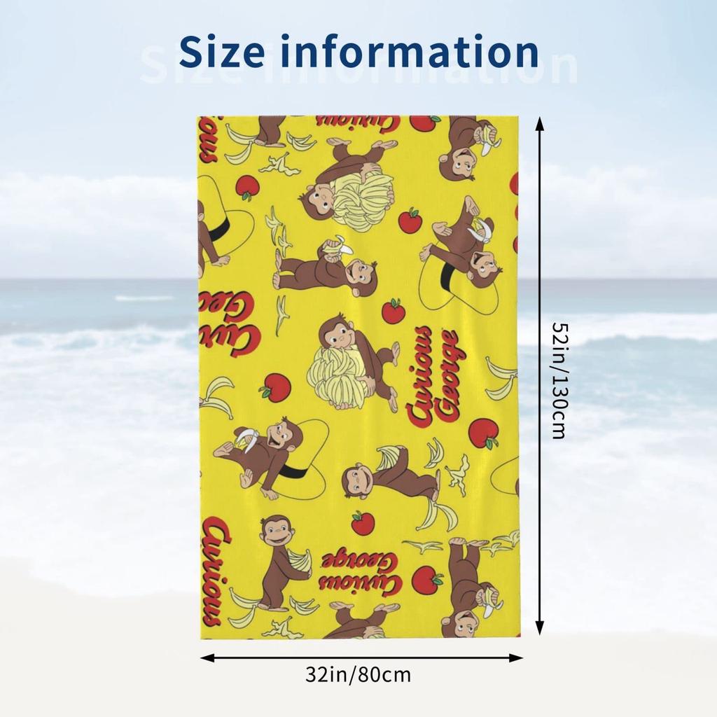 Curious George Bath Fast Water Quick Bath Large Instant Water Antibacterial and Odor Big Face For Home Commercial 80x130cm Towel, Microfiber,