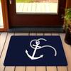 Nautical Anchor Pattern Welcome Mat - Machine Washable, Non-Slip Backing for Bathroom, Living Room, Bedroom, Kitchen, Office