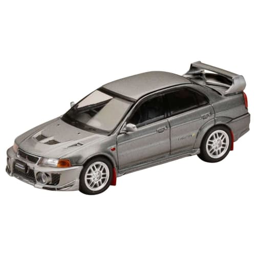 Hobby Japan HJ64 1/64 Scale Mitsubishi Lancer GSR Evolution 5 CP9A 1998 with Mud Flaps, Titanium Gray Metallic/Custom Color, Finished Model (HJ642032A
