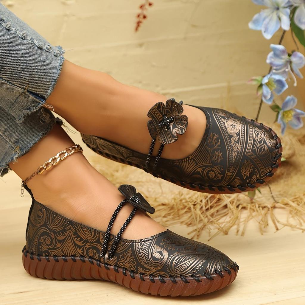 Plus Size Hand-Stitched Soft-Sole Casual Loafers for Women New Cross-Border Graffiti-Print Breathable Slip-On Loafers