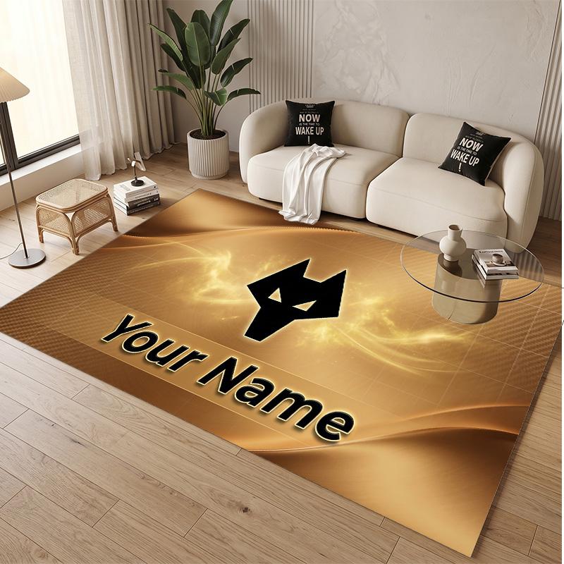 Personalized Crystal Velvet Carpet Wolverhampton Wanderers Football Pattern Non Slip Floor Rug