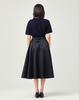 Lebeun Satin Belted Flare Skirt