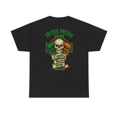 Irish Pride Skull Cross Tee | Loyalty Runs Deep, Celtic Shamrock Design