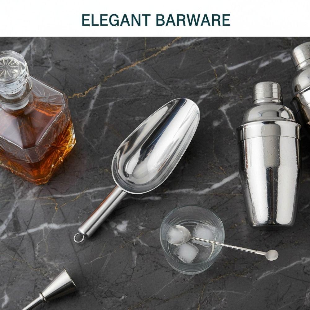 Durable Stainless Steel Ice Scoop Straight Handle Multifunctional Food Scoop Silver Utility Scooper Freezer