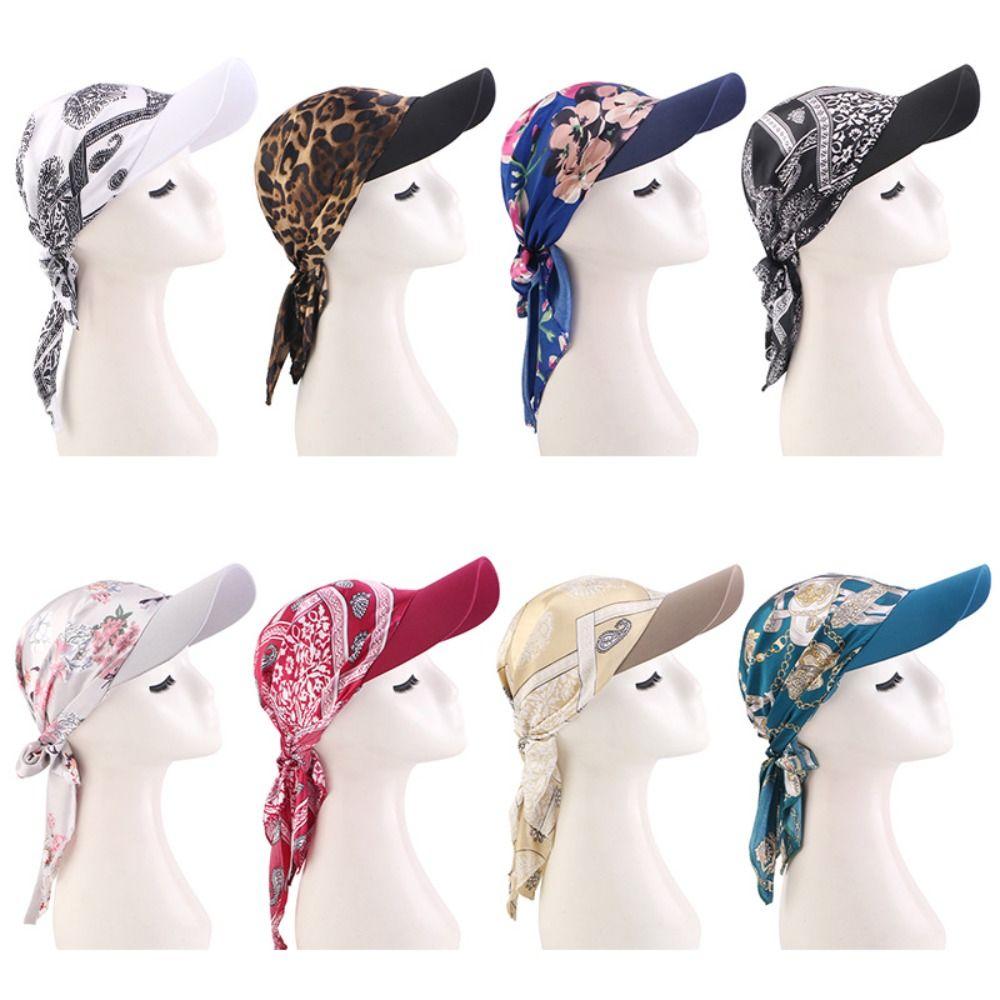 Soft Outdoor Sun Hat Breathable Baseball Cap Women Printed Satin Headscarf Hat For Men Women