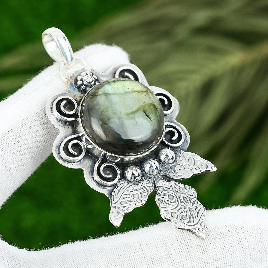 Sterling Silver Third Eye Chakra Natural Labradorite Mother Birthday New Pendant