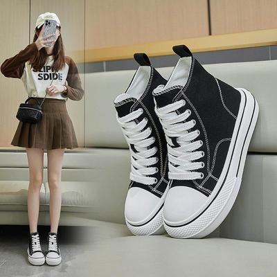 Platform Canvas Sneakers for Women Lace Up Running Walking Shoes Tennis Shoes Casual Breathable Sneaker Slip On Lightweight High Top Canvas Shoes