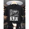 Men'S Summer Casual Crew Neck T-Shirt, Regular Fit Short Sleeve Tee with Fashionable Print Design, Korean Text and Floral Pattern