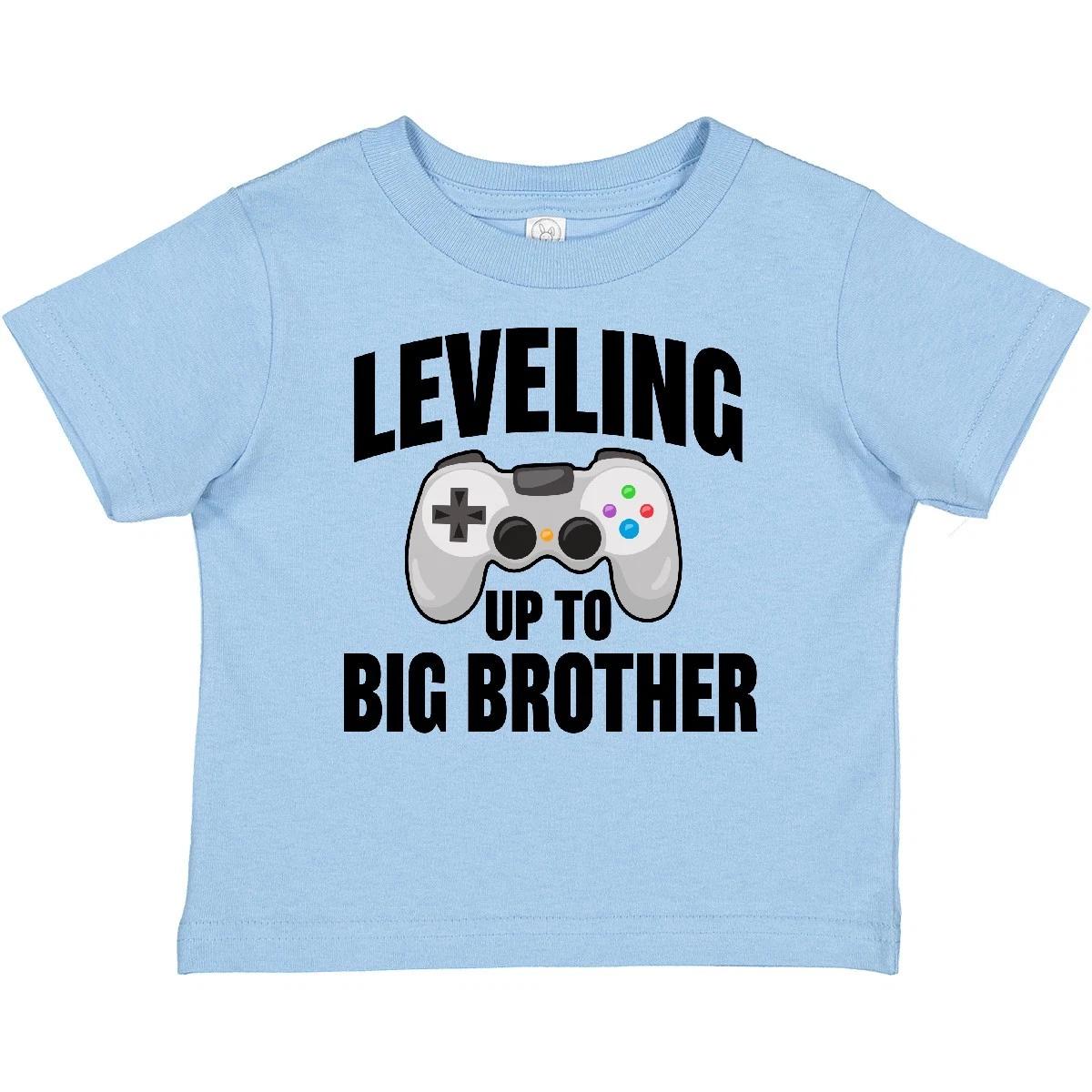 Inktastic Leveling Up To Big Brother Baby kids boys T-Shirt Bro Little Brothers Gamer Game 140