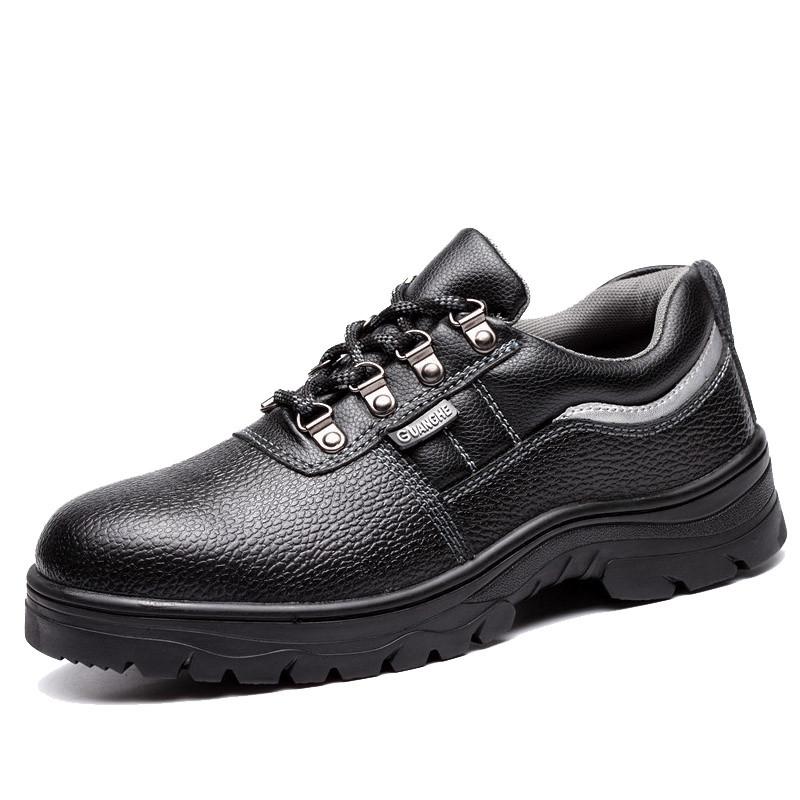 Work Safety Shoes Men Genuine Leather Breathable Anti-puncture Work Sneakers Male Steel Toe Work Safety Indestructible Boots