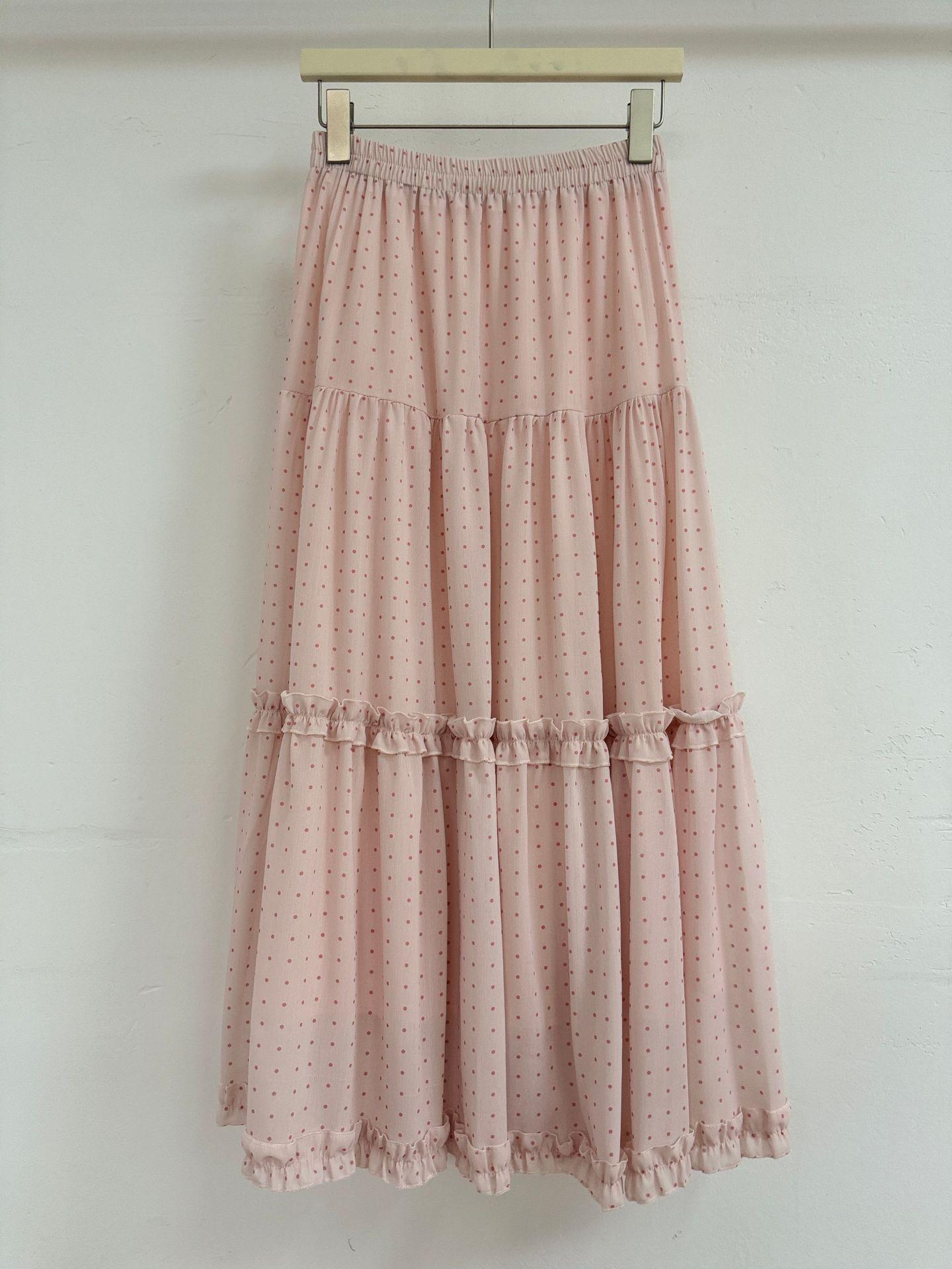 

Korean Style Polka Dot Patchwork A-line Midi Skirt: Versatile, Slimming, and Perfect for Women Commuting One Size рожевий
