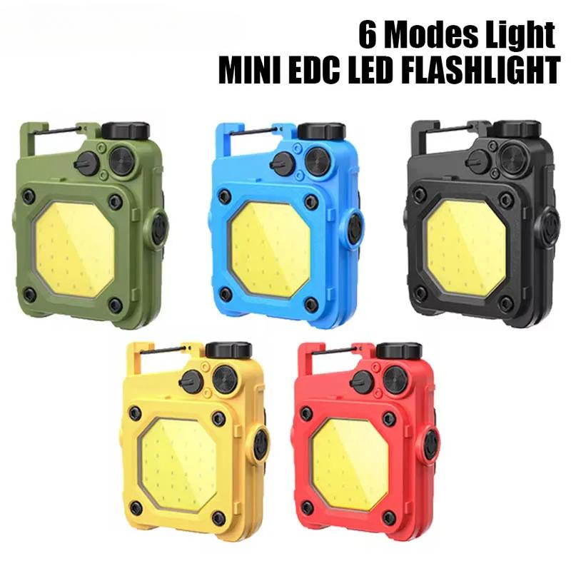

Mini Keychain COB Flashlight USB Rechargeable 6 Modes Super Bright Torch Mini Work Light Outdoor Fishing Camping Lantern Red 1PC