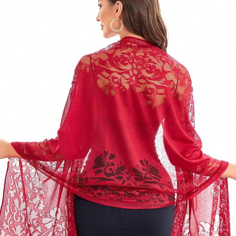 Embroidery Lace Woman'S Veils Church Tassel Long Shawls Hollow Out Muslim Woman Hijabs Elegant Party Shawl Scarves Maxi Wrap