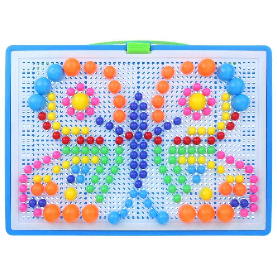 Button Puzzle Mosaic Puzzle Mushroom Pushpins in a Montessori Suitcase