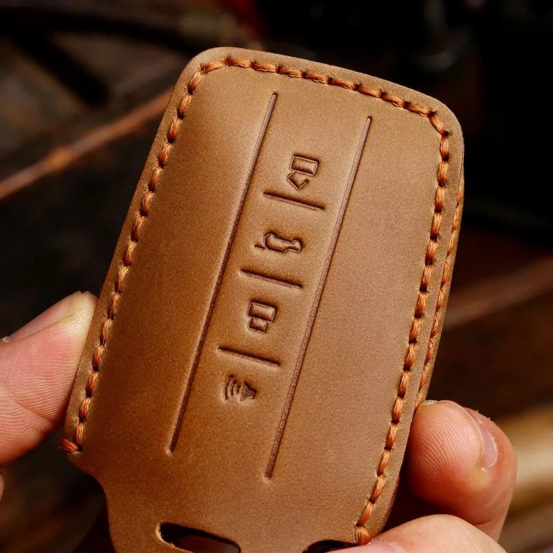 Car Fob Key Cover Leather Case Protector Holder for Great Wall GWM WEY TANK 300 500 Tank300 Tank500 Remote Keychain Accessories