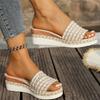 Fashion Summer Mesh Platform Slippers Women 2025 Beach Pull On Wedge Slippers for Women Solid Plus Size Woman Slides
