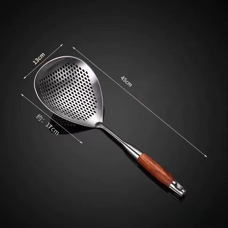 304 Stainless Steel Strainer Ladle Wide Skimmer Spoon Noodle Dumpling Strainer Mesh Scoop Kitchen Filter Tool