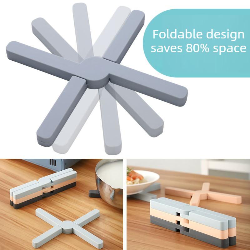 Silicone Cross Folding Heat Insulation Pad Multi-Functional Pot Mat Cup Coaster For Kitchen Dining Table Home Daily Use