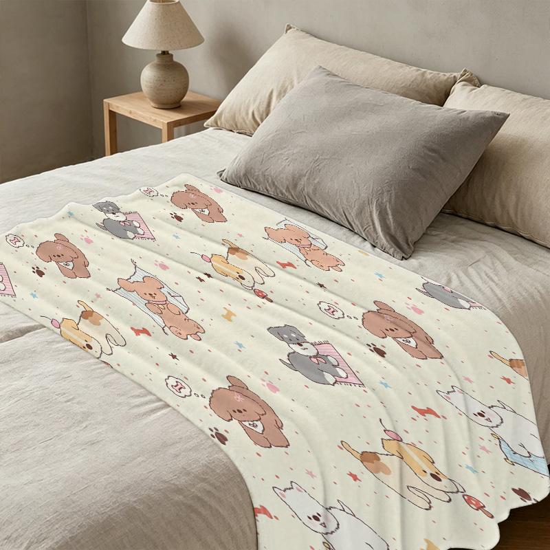 Cartoon Dog Flannel Blanket: Anti-Pilling, Soft Warm All-Season Home Decor, Perfect for Halloween Christmas