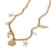Titanium Steel Necklace - Summer Fashionable Sea Star and Sea Shell Beach Style Ocean Collar Chain