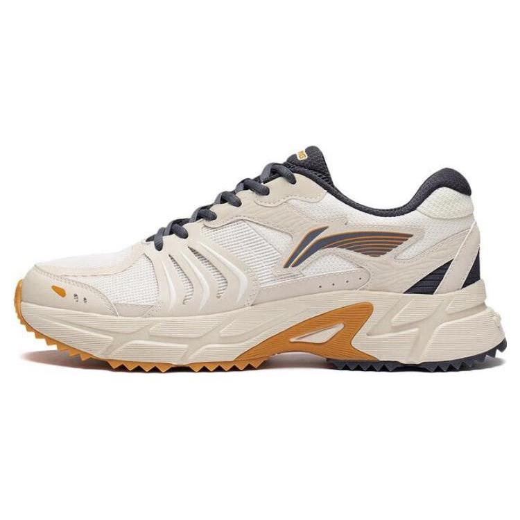 New LiNing Pick Up The Light Durable Breathable Low Top Running Shoes Men's Ecru ARXT005-1