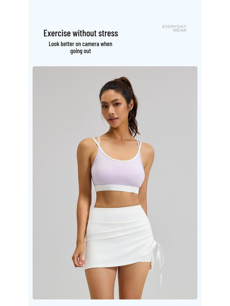 Women's Spring-Summer Sports Suit: Two-Piece Vest, Skirt, Pants Set for Running, Fitness, and Yoga