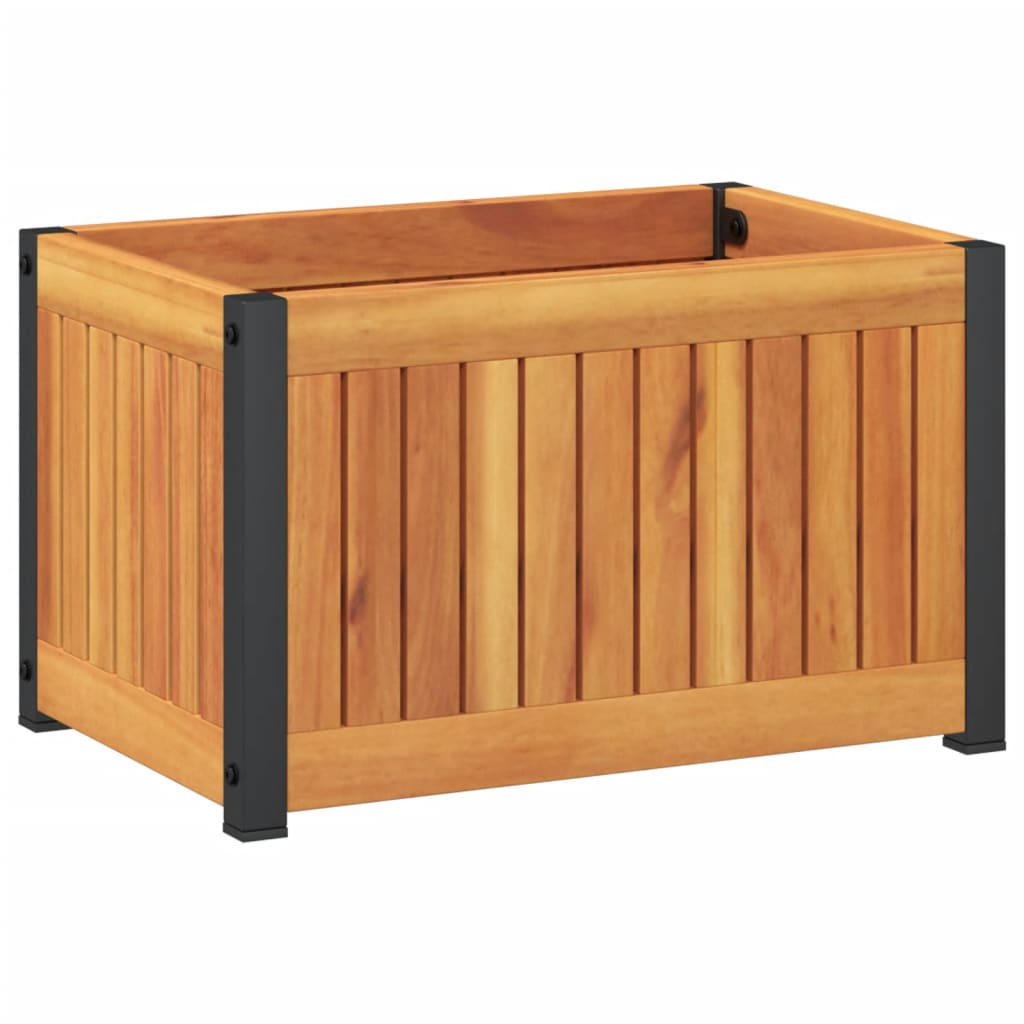 Vidaxl Donica Ogrodowa, 45X30X27,5 Cm, Lite Drewno Akacjowe I Stal