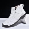 Large Size Men's Shoes Outdoor Casual Shoes One-pedal Flat-soled Handmade Leather Shoes Zipper Martin Boots Short Boots