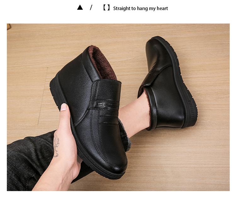 Men's Winter Non-Slip Slip-On Cotton Shoes for Middle-Aged & Elderly with Velvet Lining