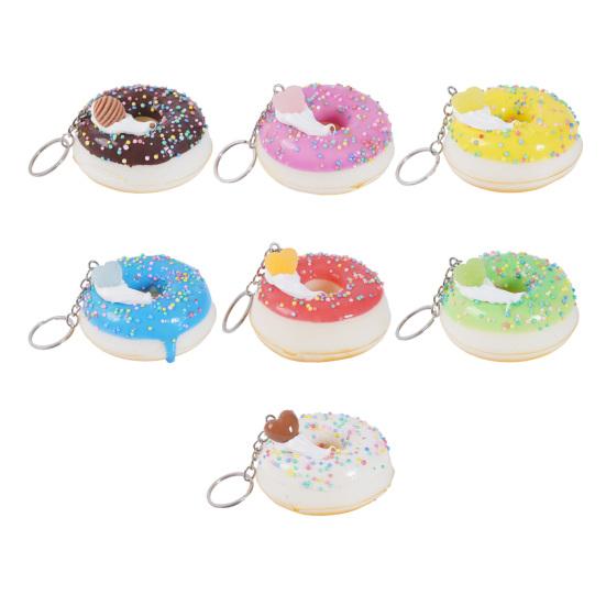 Keychain Pendant Donut Shape Soft Elastic Feel Quick Rebound Squeeze Toy Safe PVC Stress Relief Fidget Toy