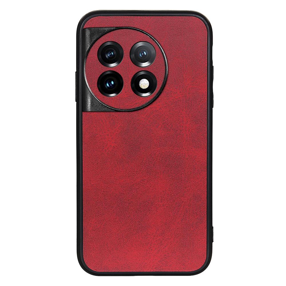 

For OnePlus 11 5G PC+TPU+PU Leather Phone Case Cowhide Texture Anti-Scratch Back Cover Red
