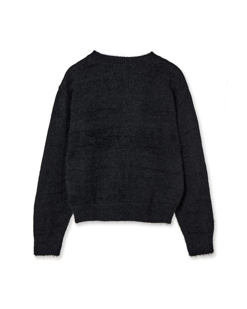 Eiieii Web Logo Crop Hairy Knit [Black]